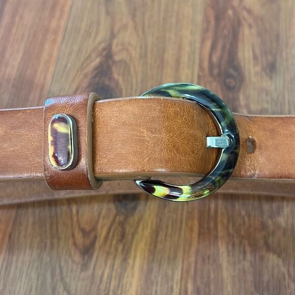 Michelle McGenn by Landes Vintage belt tan brown with tortoiseshell looking buck - Picture 1 of 5